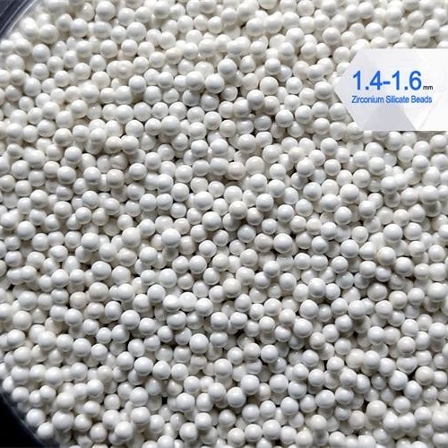 densità in serie delle perle del silicato di zirconio di bianco 65 di dimensione di 1.4-1.6mm 4 g/cm3 per pittura/mani